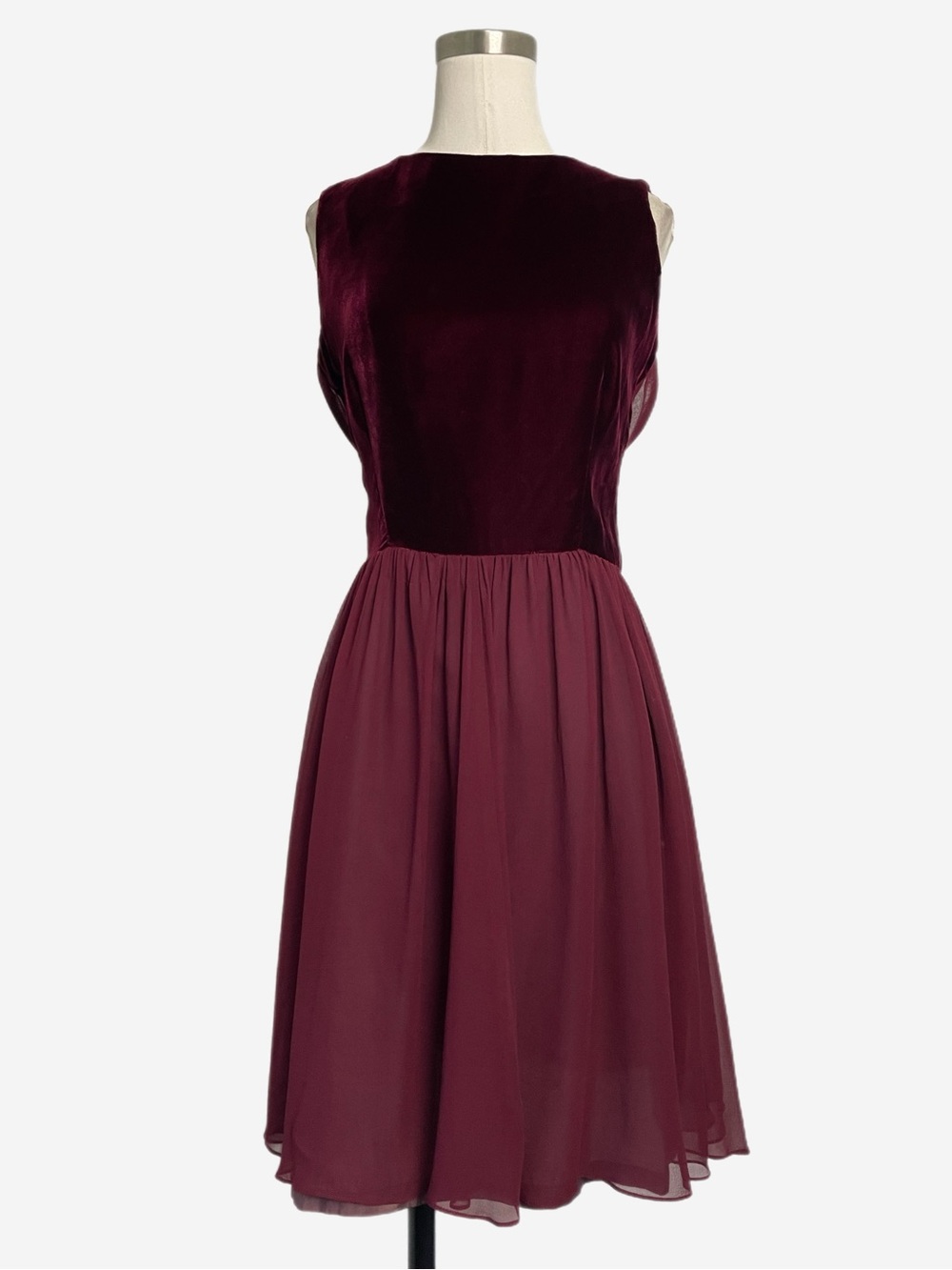 Vintage Y2K Elizabeth Wayman burgundy velvet silk bow mini dress whimsigoth S/M - Picture 2 of 12